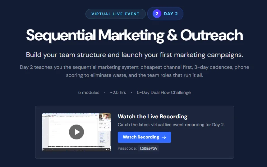 Day 2: Launch Your Marketing — step-by-step daily marketing plan with scripts and templates